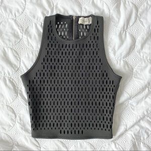 Faux leather mesh tank top sz sm